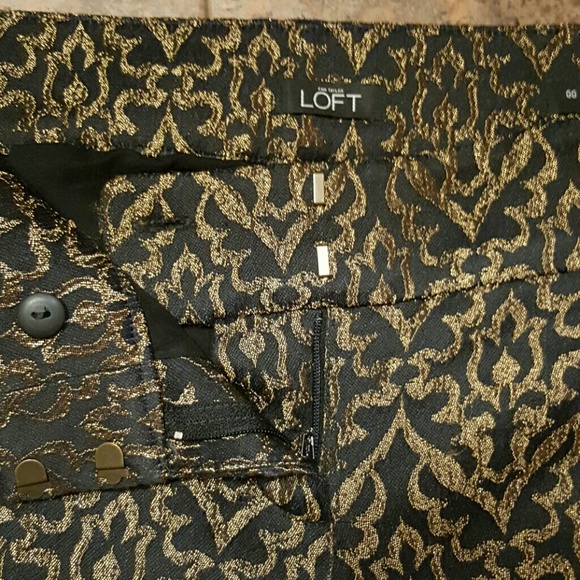 Loft Dress pants gold and black size 0 2 pockets - Picture 3 of 7